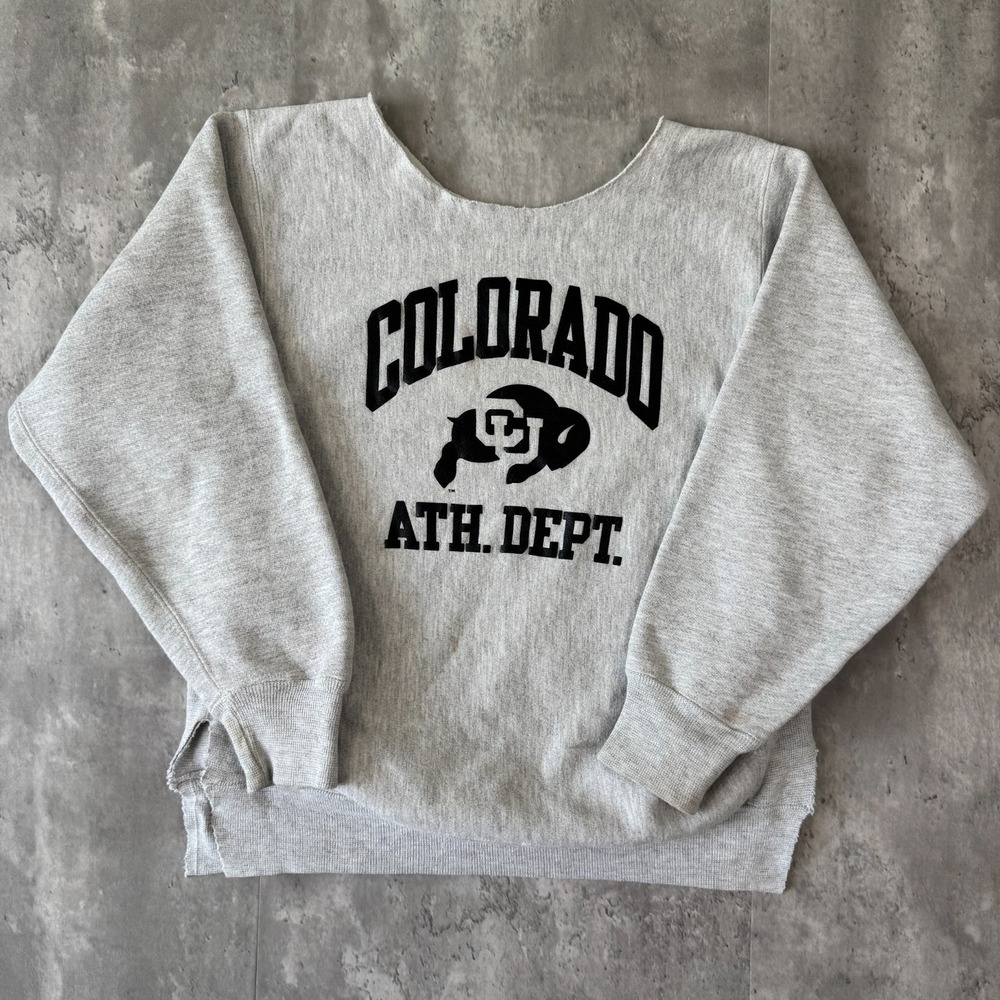 Vintage Colorado Buffaloes Sweatshirt Mens L Gray CU Athletic Dept Distressed